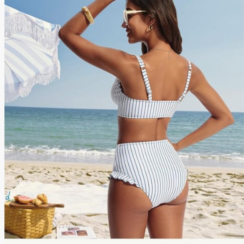 NWT Ruffled High Waisted Bikini Set Size L - Picture 3 of 4